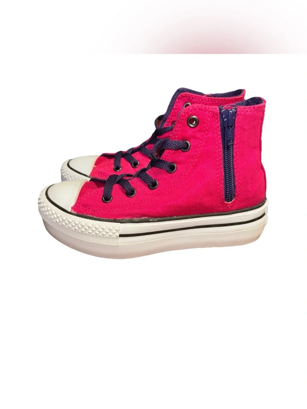 Converse All Star Hot Pink Side Zip Platform Hi‎ Top Sneakers Youth Size 13 READ